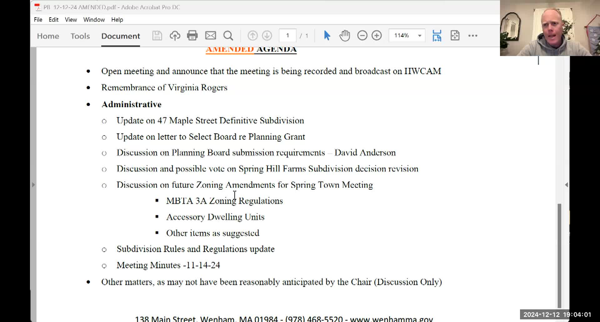 Wenham Planning Board 12.12.24